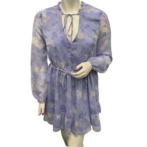 Lucky Brand Lavender Floral Long Sleeve Dress Size XL